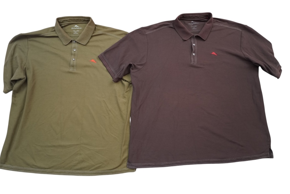 Tommy Bahama Polo Shirt Mens 3XLT Brown Green Lot of 2 Big Tall Supima Cotton